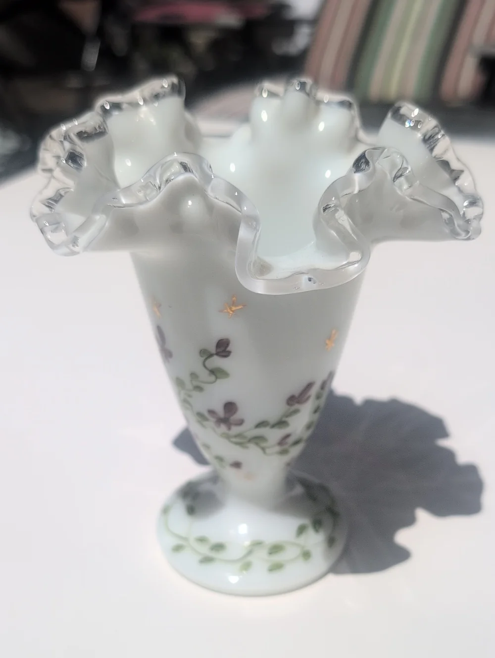 Fenton Hand Painted Violet Vase